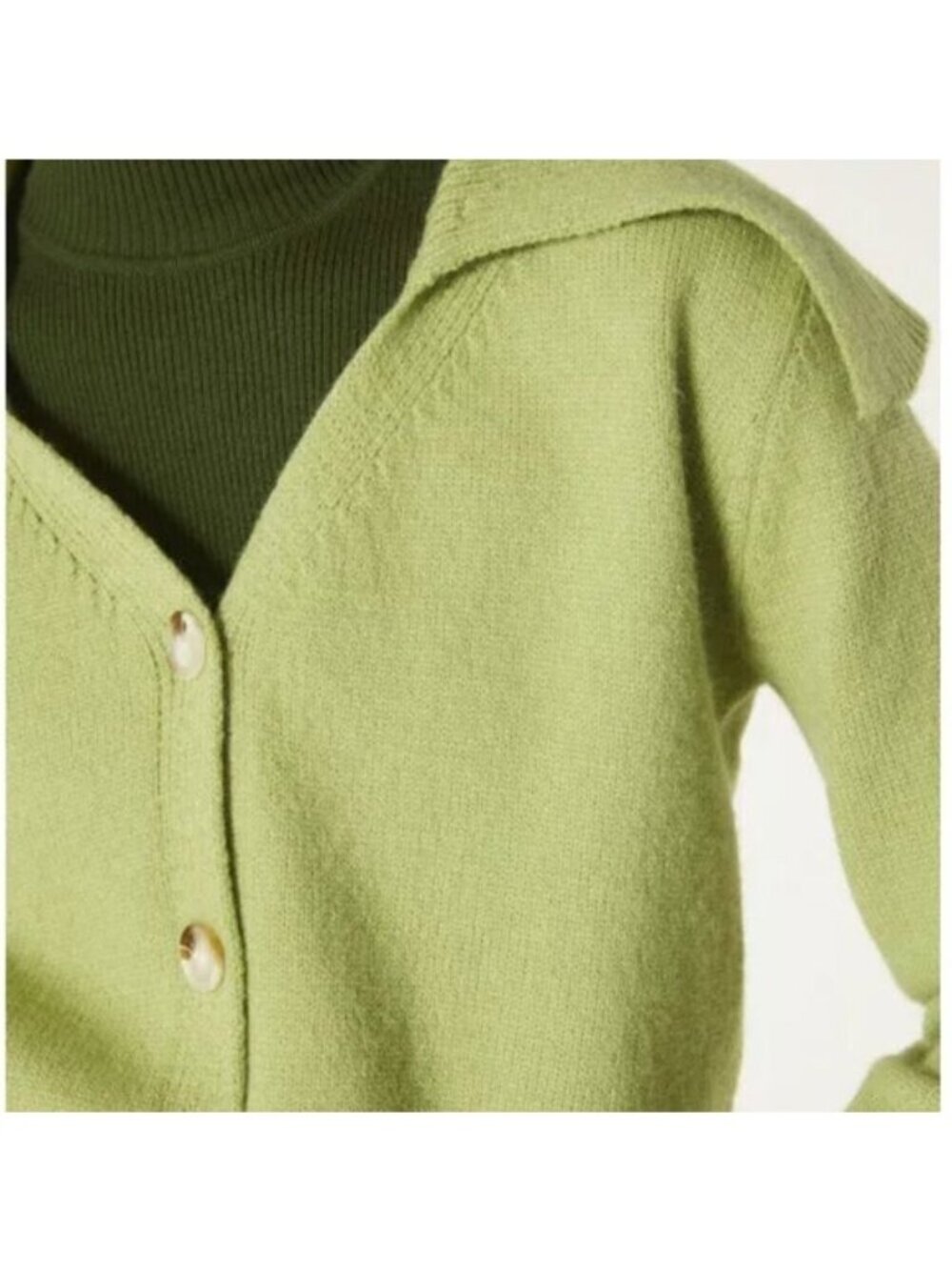 Compania Fantastica Green Knit Cardigan With Wide Collar Size Small - Picture 3 of 13